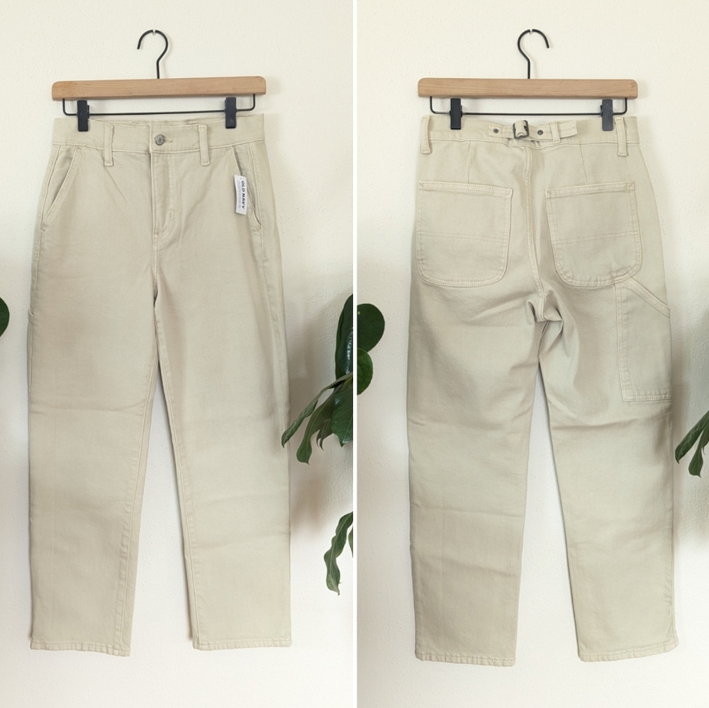 Old Navy | 2P | Extra High-Rise Sky-Hi Straight | Sand | Carpenter Pant